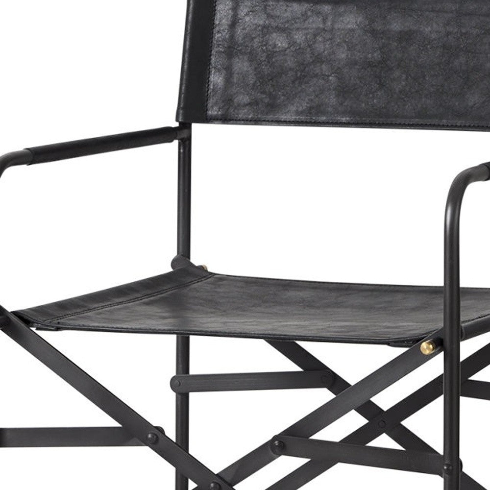 Black Leather Director's Chair Counter Stool