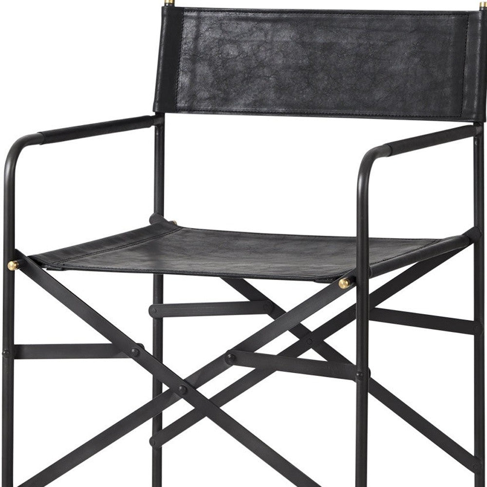 Black Leather Director's Chair Counter Stool
