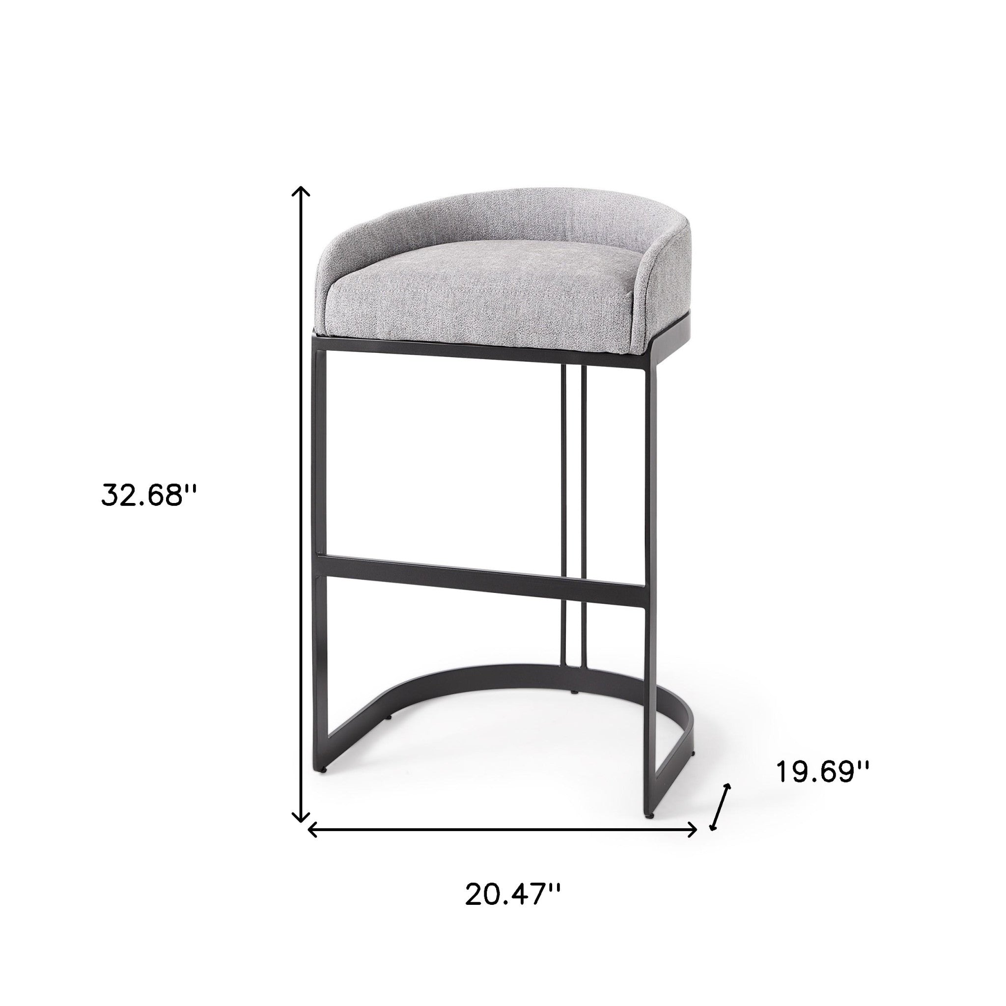 Light Gray Bar Stool With Black Metal Base