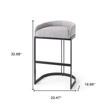 Light Gray Bar Stool With Black Metal Base