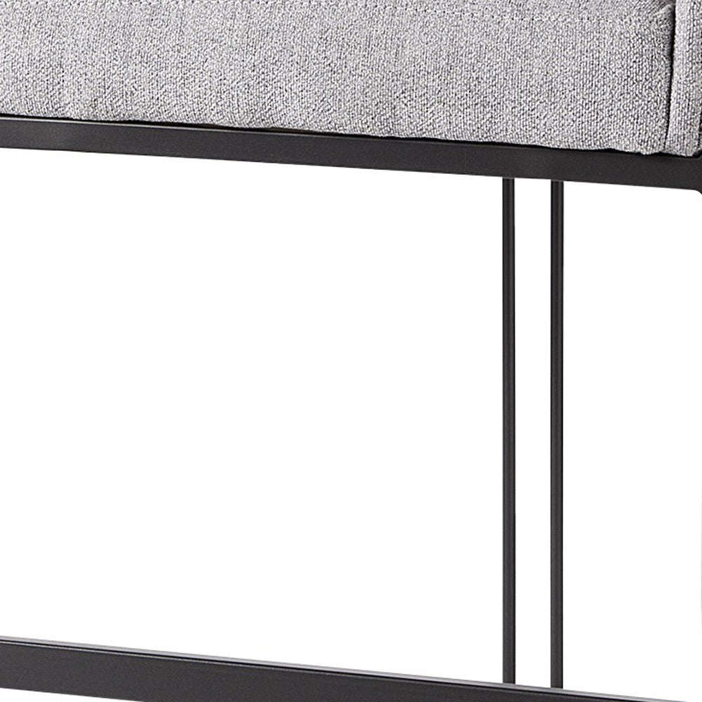 Light Gray Bar Stool With Black Metal Base