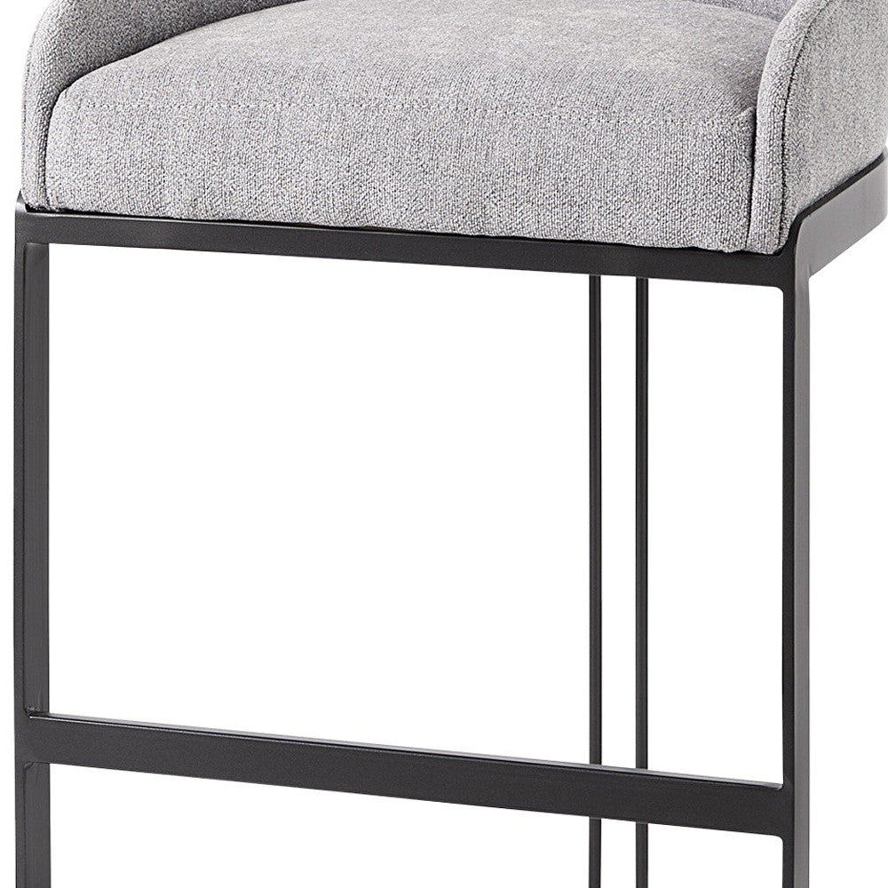 Light Gray Bar Stool With Black Metal Base