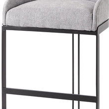 Light Gray Bar Stool With Black Metal Base