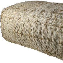 Puf rectangular con textura de cáñamo natural