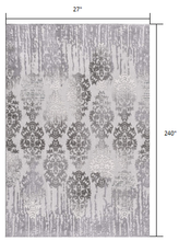 2’ X 10’ Gray Dripping Damask Runner Rug