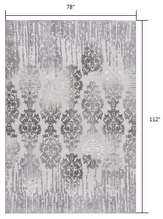 2’ X 10’ Gray Dripping Damask Runner Rug