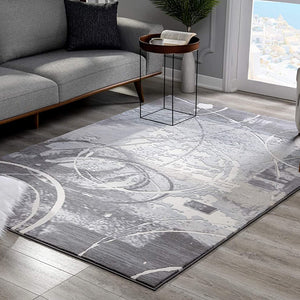 5’ X 8’ Gray Abstract Splatter Area Rug