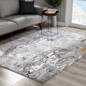5’ X 8’ Gray Distressed Modern Abstract Area Rug