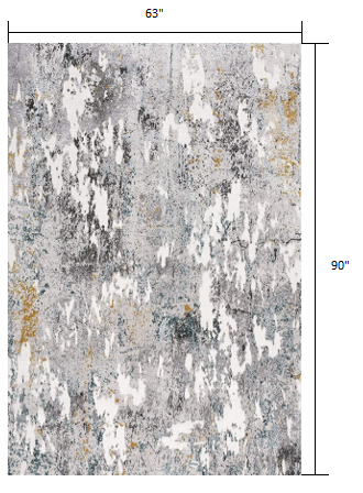 5’ X 8’ Gray Distressed Modern Abstract Area Rug