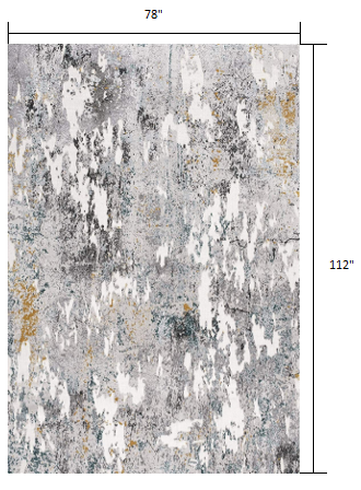 5’ X 8’ Gray Distressed Modern Abstract Area Rug