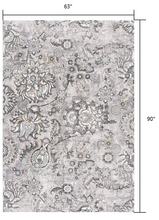 5’ X 8’ Gray Modern Jacobean Floral Area Rug