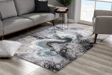 5’ X 8’ Black And Gray Abstract Whirlpool Area Rug