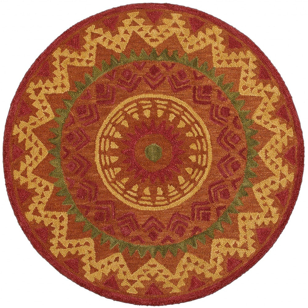 6’ Round Orange Decorative Area Rug