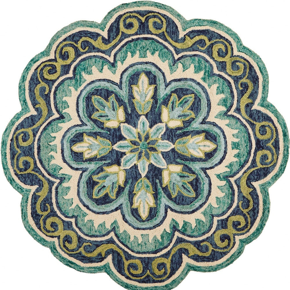 8’ X 10' Green Floral Artwork Area Rug