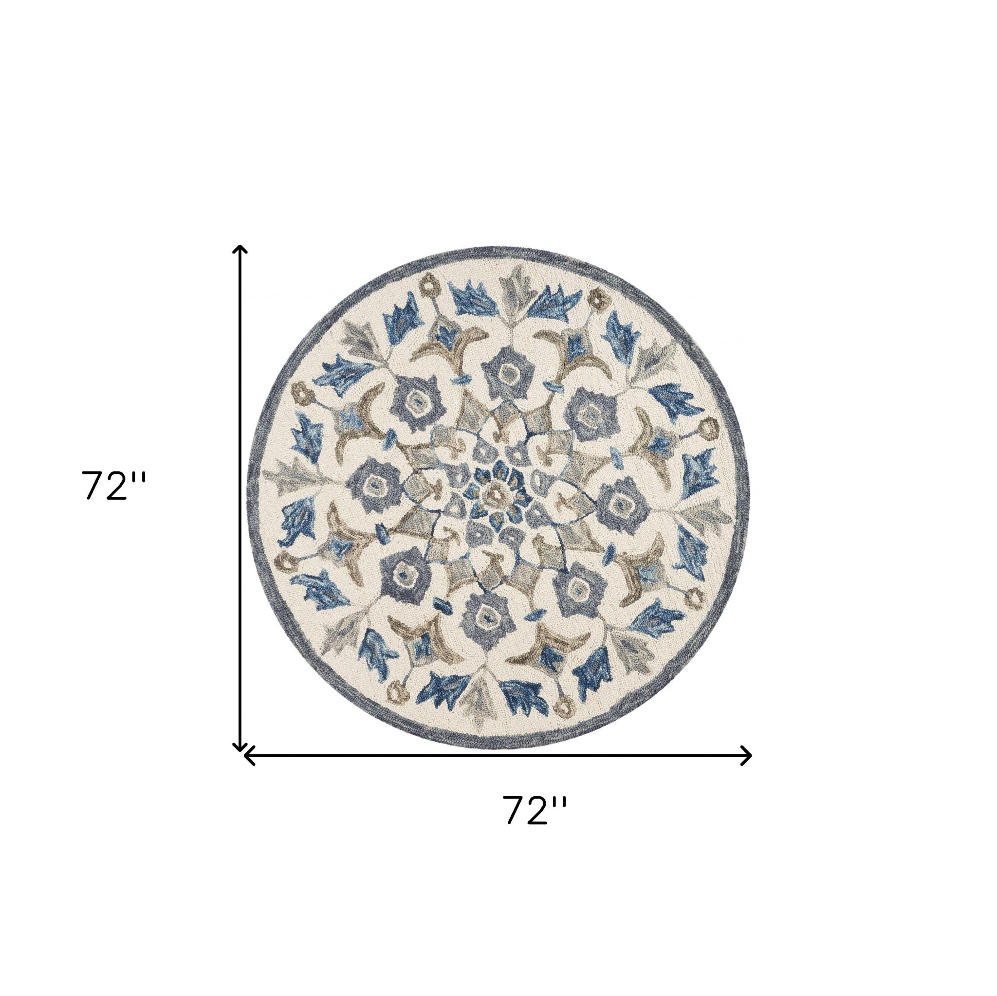 6’ Round Blue Floral Oasis Area Rug