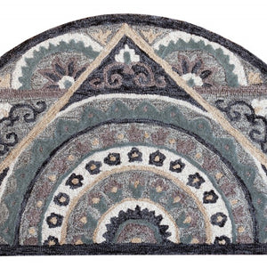 2’ X 4’ Gray Geometric Medallion Hearth Rug