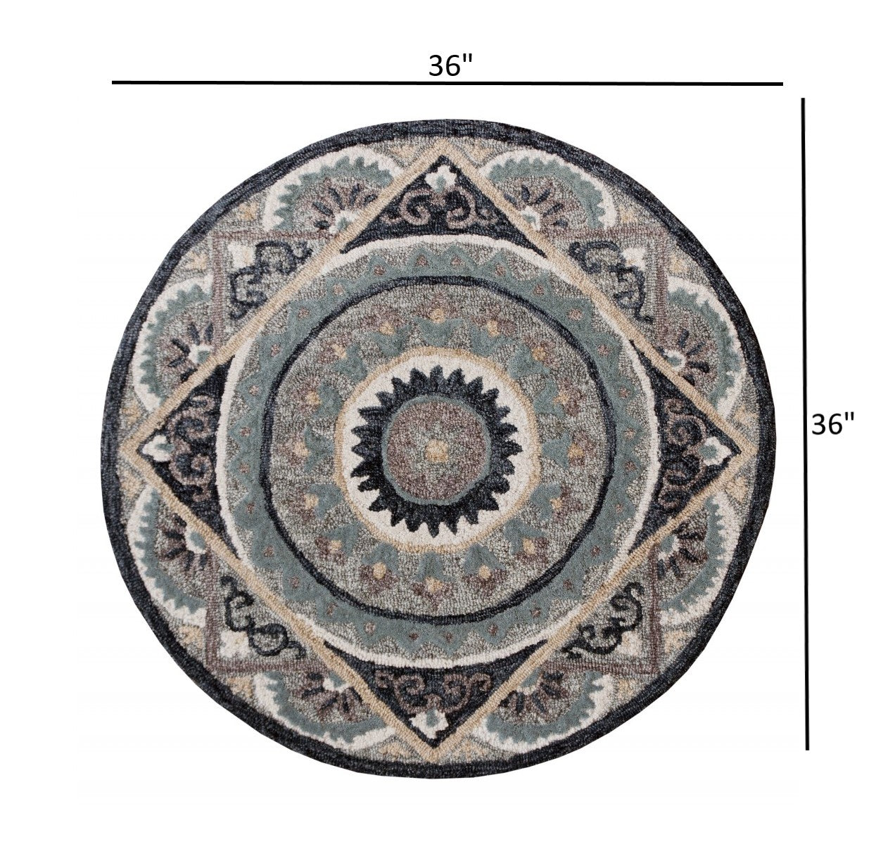 2’ X 4’ Gray Geometric Medallion Hearth Rug