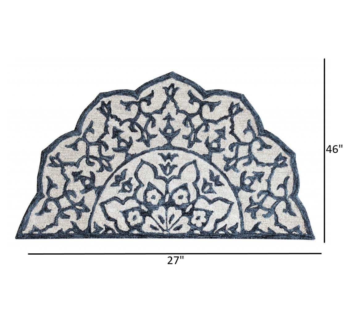 Navy And White Decorative Hearth Rug - 2’ x 4’