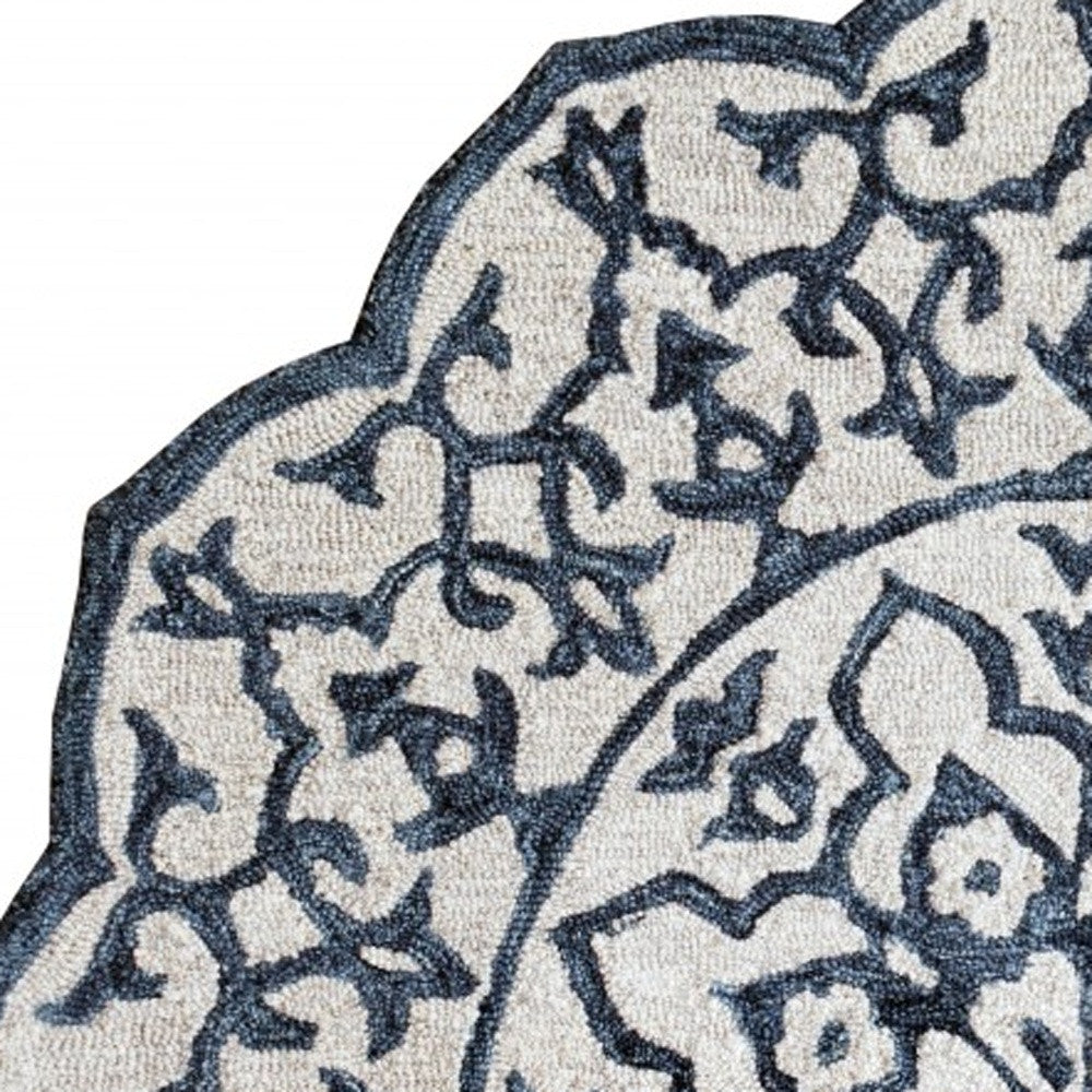 Navy And White Decorative Hearth Rug - 2’ x 4’