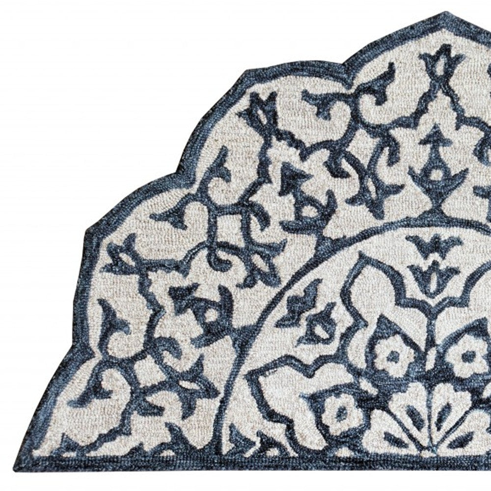 Navy And White Decorative Hearth Rug - 2’ x 4’