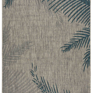 5' X 7' Gray Floral Indoor Outdoor Area Rug