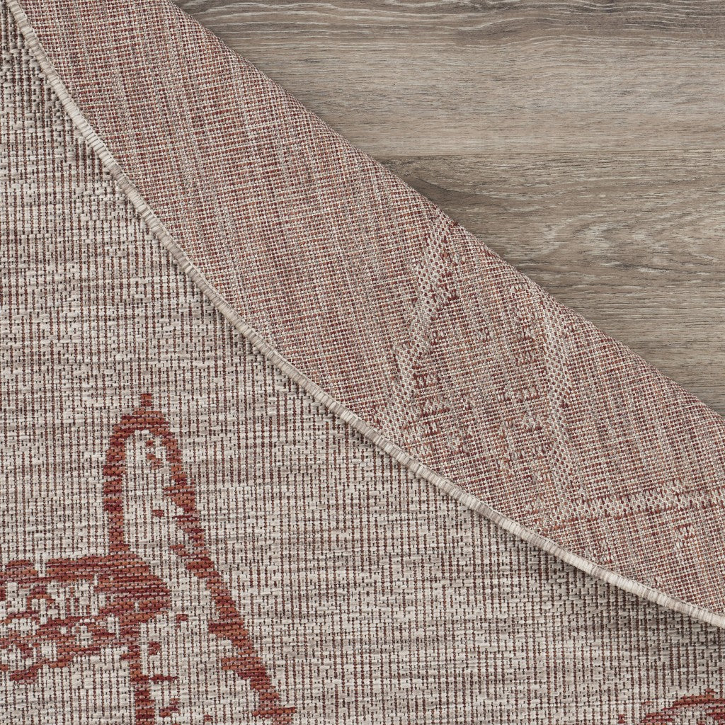 Beige Indoor Outdoor Area Rug - 5' x 7'