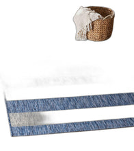 5' X 7' Navy/Gray Striped Indoor Outdoor Area Rug