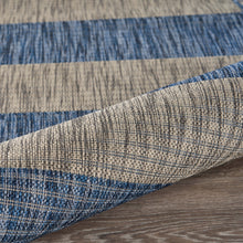 5' X 7' Navy/Gray Striped Indoor Outdoor Area Rug