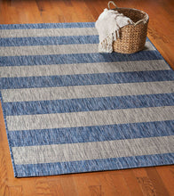 5' X 7' Navy/Gray Striped Indoor Outdoor Area Rug