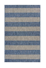 5' X 7' Navy/Gray Striped Indoor Outdoor Area Rug