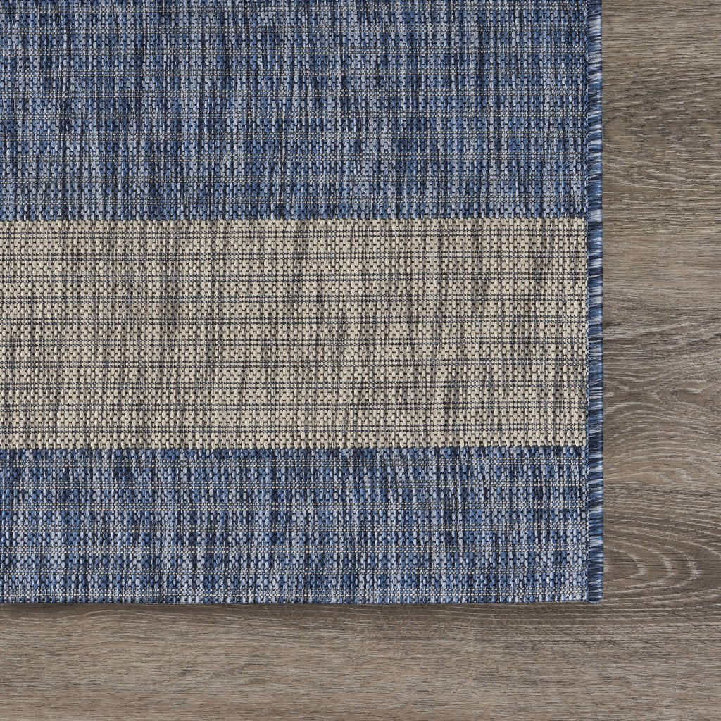 5' X 7' Navy/Gray Striped Indoor Outdoor Area Rug