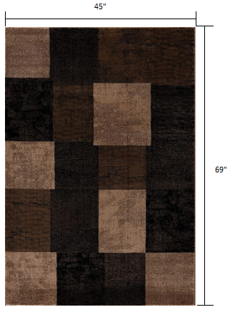2’ X 4’ Brown Geometric Blocks Area Rug
