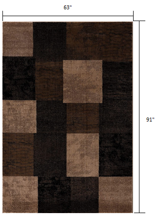 2’ X 4’ Brown Geometric Blocks Area Rug