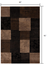 2’ X 4’ Brown Geometric Blocks Area Rug