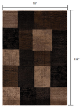 2’ X 4’ Brown Geometric Blocks Area Rug