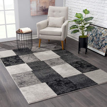 3’ X 5’ Gray Geometric Blocks Area Rug