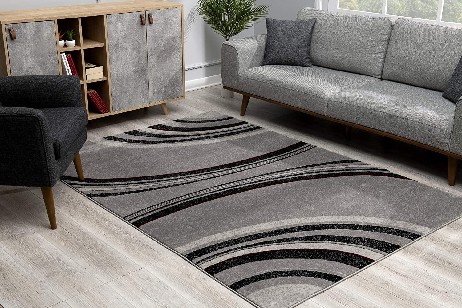 4’ X 6’ Gray Modern Geometric Area Rug