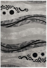 2’ X 10’ Gray And Black Abstract Waves Runner Rug