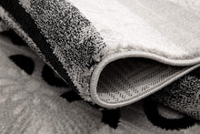 2’ X 10’ Gray And Black Abstract Waves Runner Rug