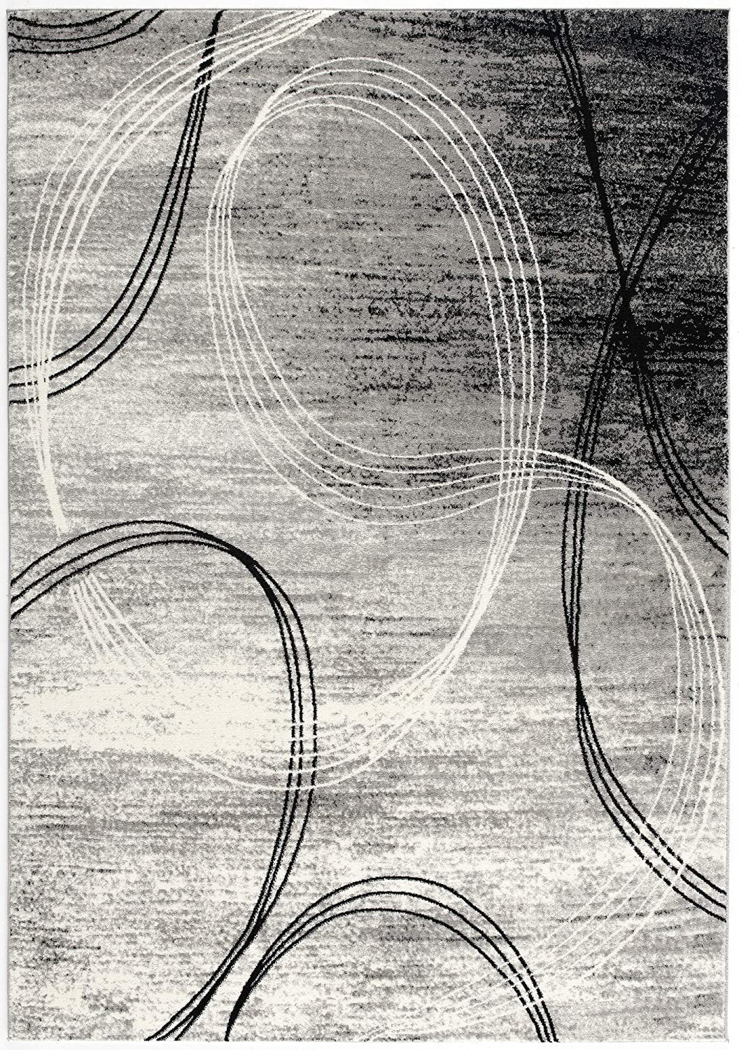 2’ X 4’ Gray Distressed Swirls Area Rug