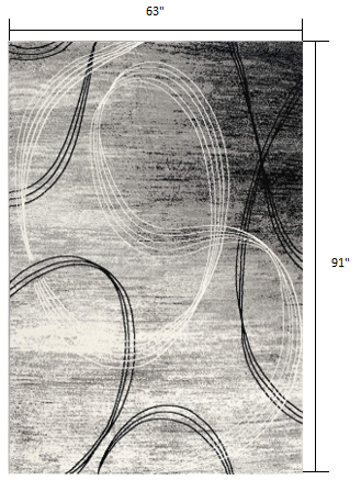 2’ X 4’ Gray Distressed Swirls Area Rug