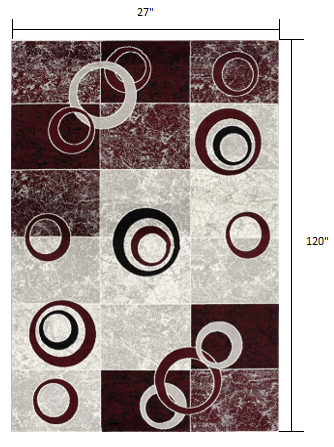 2’ X 10’ Red And White Inverse Circles Runner Rug