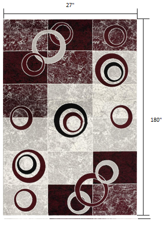 2’ X 10’ Red And White Inverse Circles Runner Rug