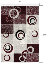 2’ X 10’ Red And White Inverse Circles Runner Rug