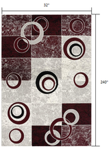 2’ X 10’ Red And White Inverse Circles Runner Rug