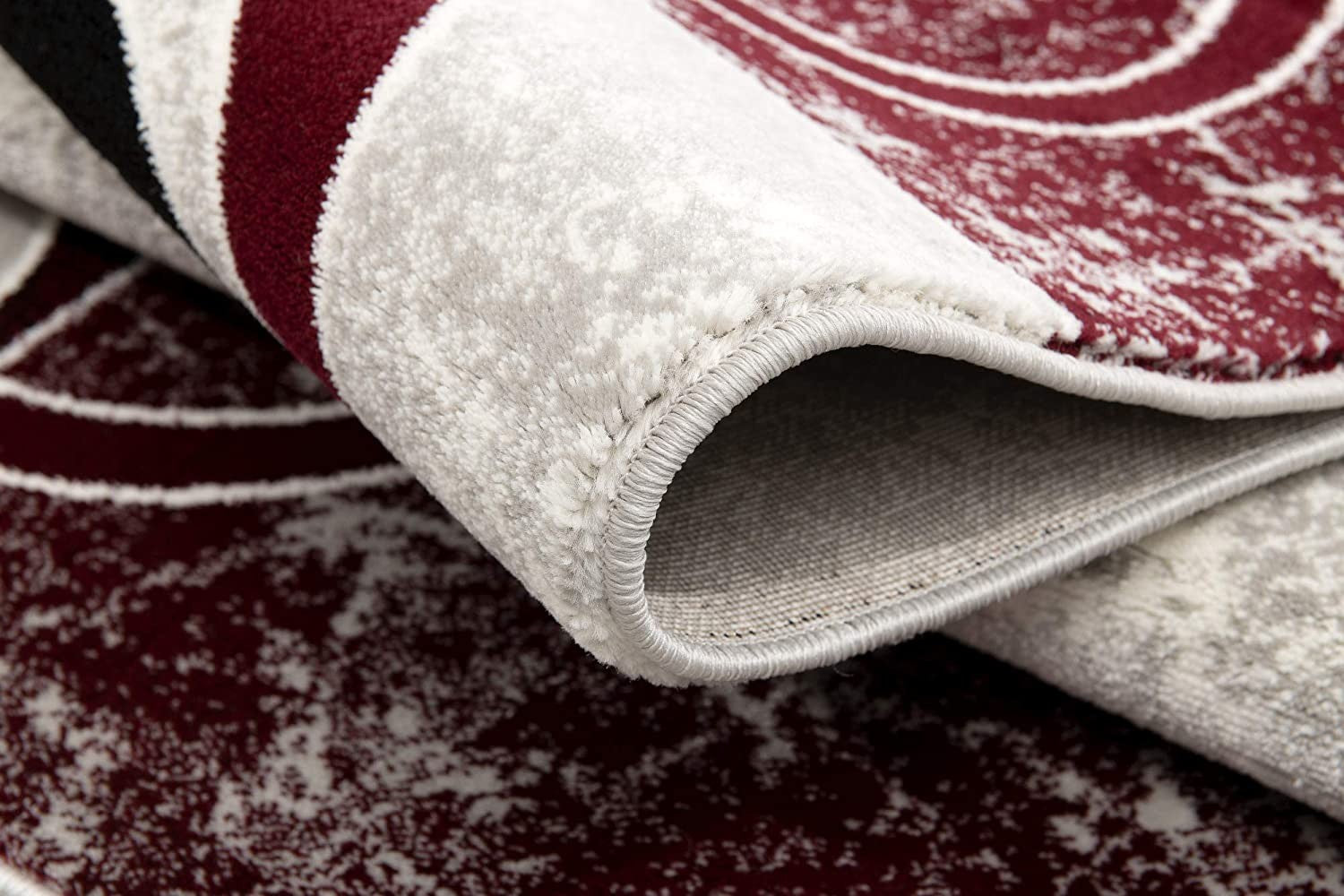 2’ X 10’ Red And White Inverse Circles Runner Rug