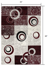 2’ X 10’ Red And White Inverse Circles Runner Rug