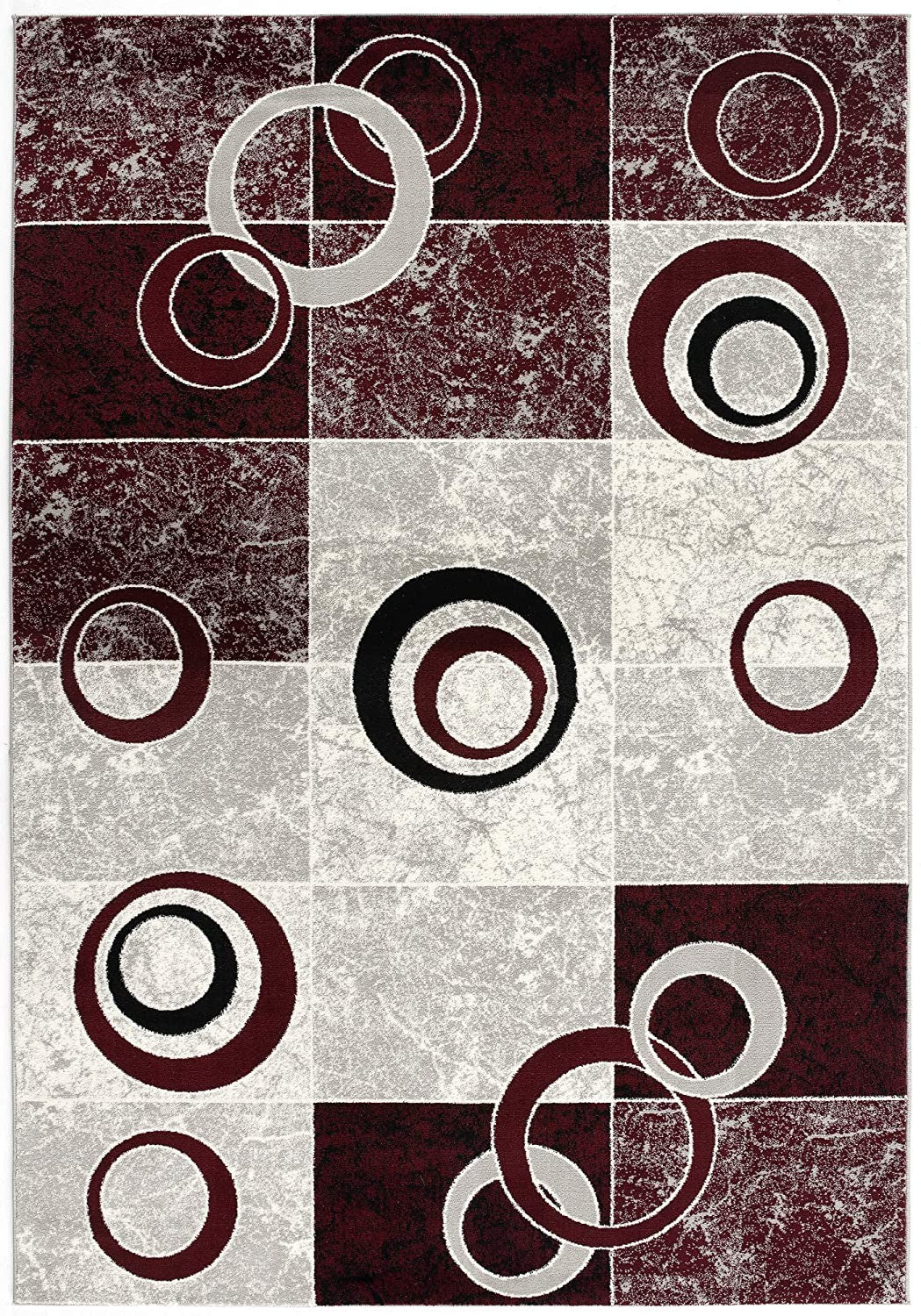 2’ X 10’ Red And White Inverse Circles Runner Rug