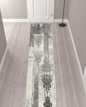 2’ X 10’ Gray Faded Filigree Pattern Runner Rug