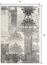 2’ X 10’ Gray Faded Filigree Pattern Runner Rug